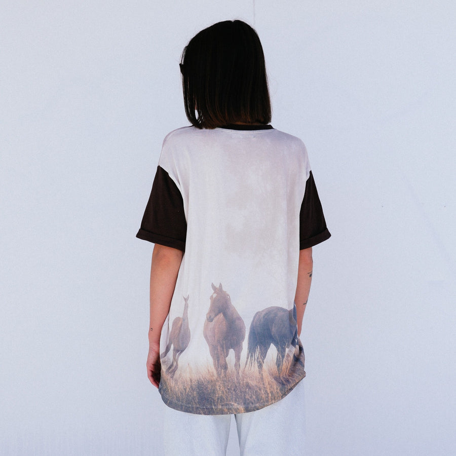 Ranch Life - Oversized Tee - White & Brown - The Laundry Room