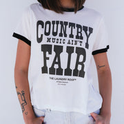 Country Music Ain't Fair - Perfect Ringer Tee - White & Black Snow - The Laundry Room