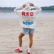 Red White and Beer - Hideout Hoodie - Pebble Heather - The Laundry Room