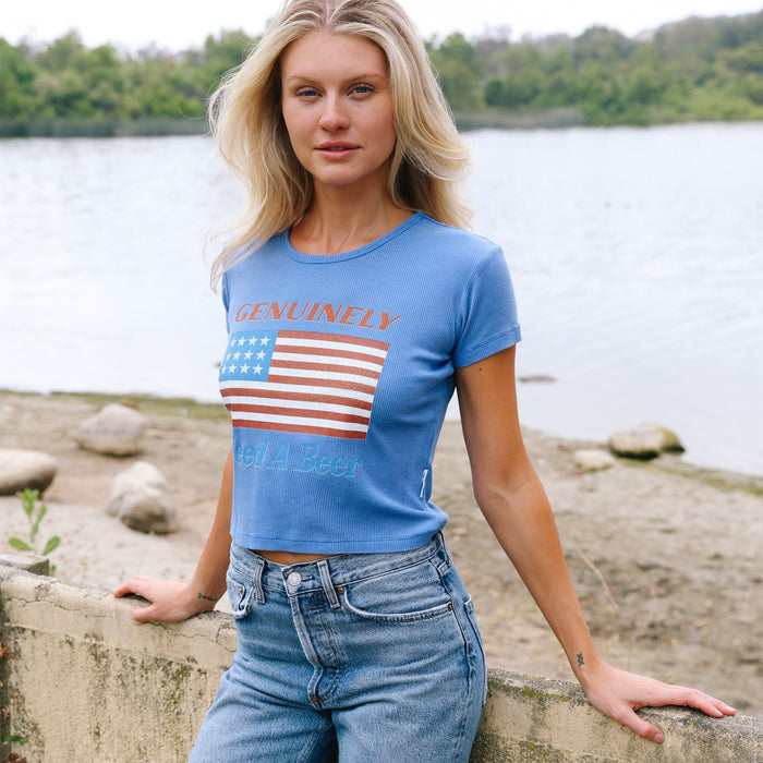 Genuinely Need A Beer - Baby Tee - Vintage Blue - The Laundry Room