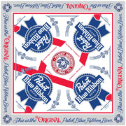 Pabst Blue Ribbon Beer - Silky Bandana - Red White And Blue