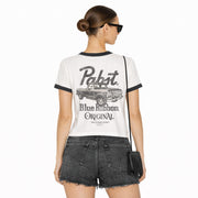 Original Pabst Blue Ribbon Rig - Perfect Ringer Tee - White & Black Snow