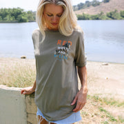Red White And Malibu - Oversized Tee - Camel Gold