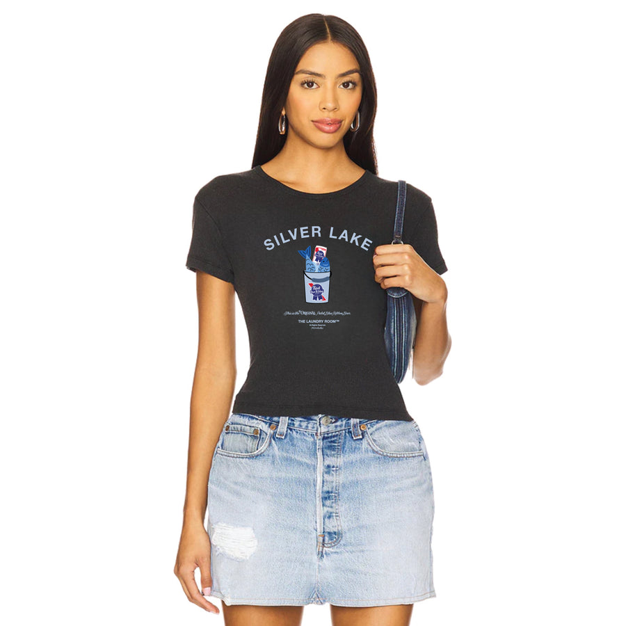 Silver Lake PBR Catch - Baby Tee - Black Snow