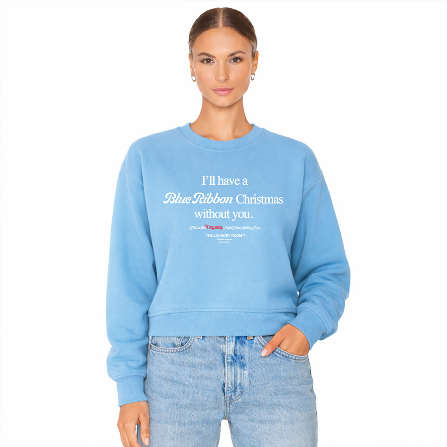 Blue Ribbon Christmas - Classic Crewneck Sweater - Chambray Blue