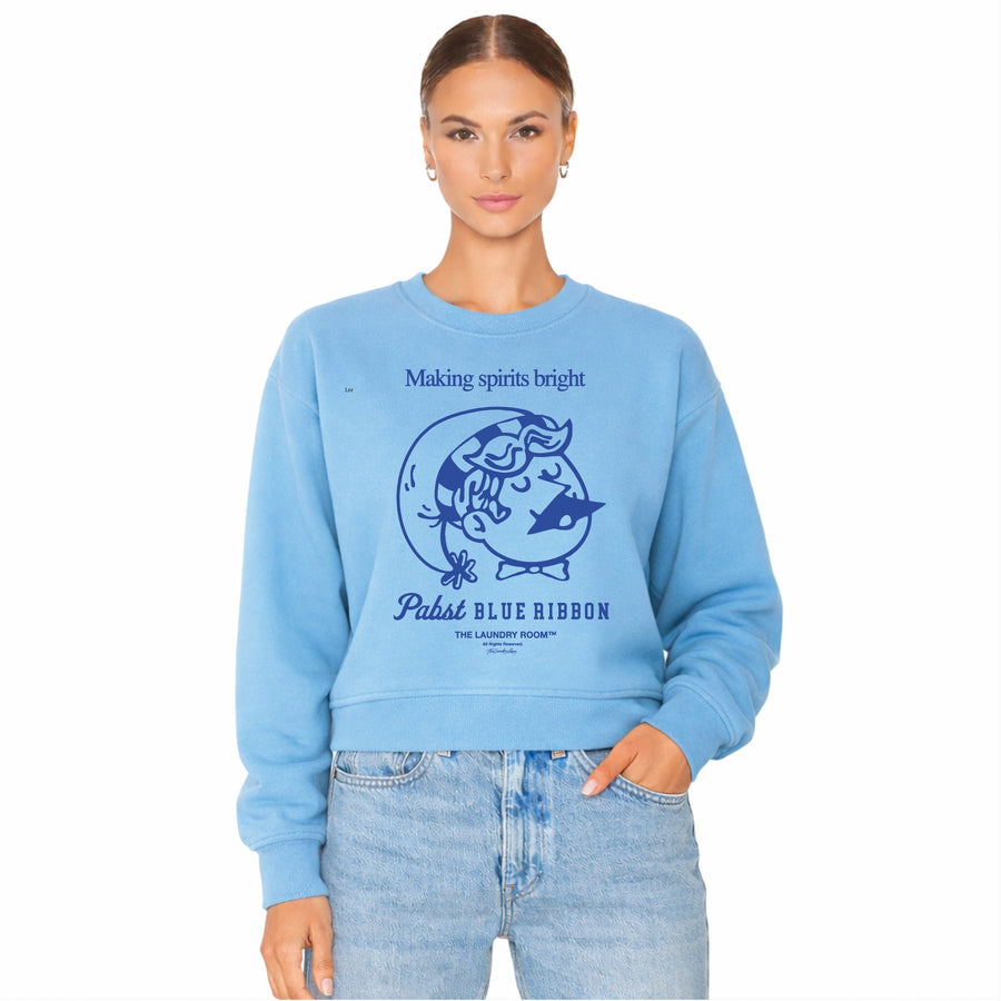 Making Spirits Bright - Classic Crewneck Sweater - Chambray Blue