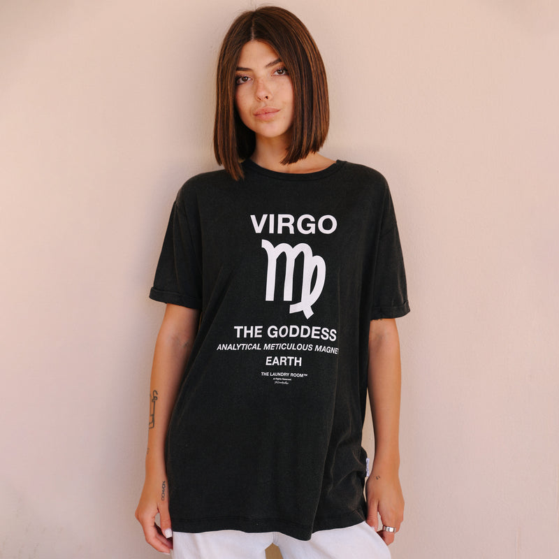 Virgo Goddess - Oversized Tee - Black Snow - The Laundry Room