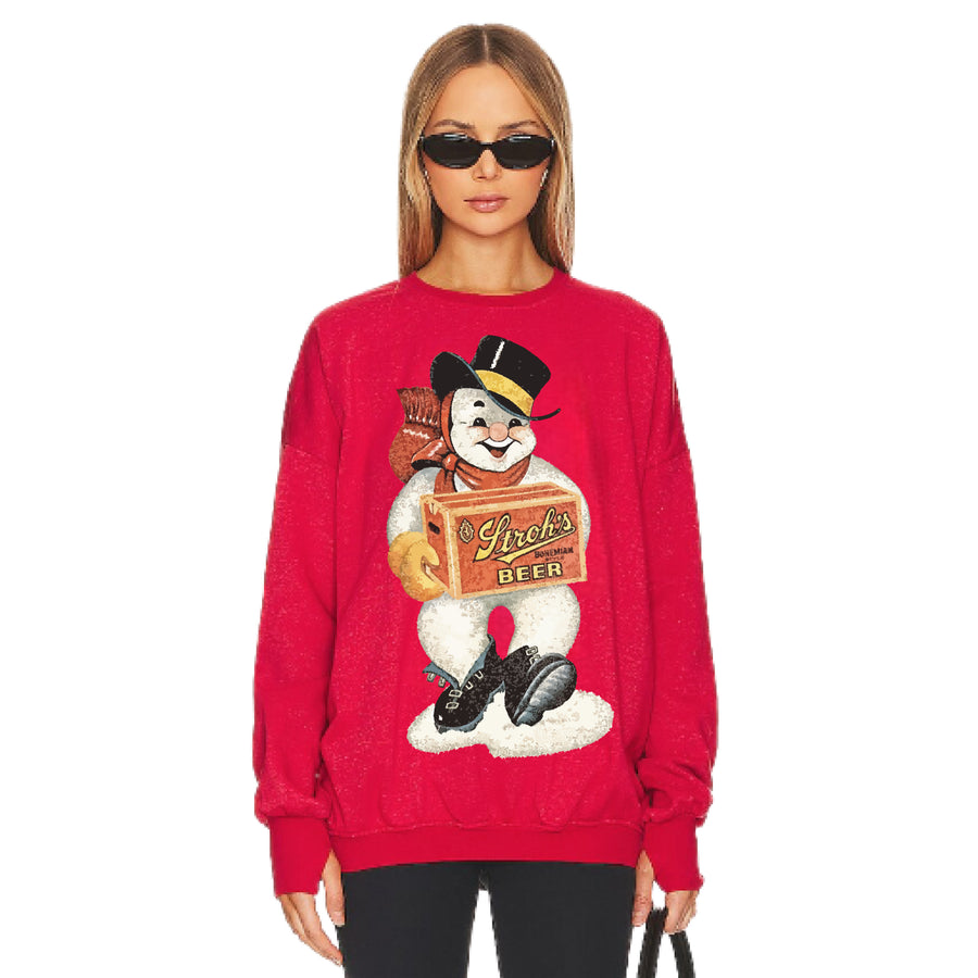 Stroh's Snowman - Jump Jumper - Vintage Red