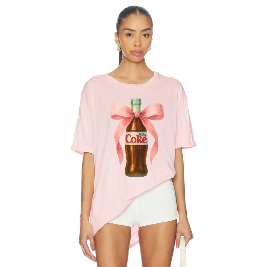 Diet Coke Bow Bottle - Oversized Tee - Blush Pink