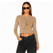 Moonstruck - Long Sleeve Ribbed Tee - Camel Gold