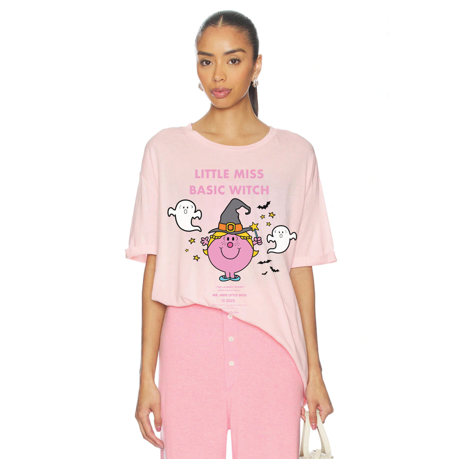 Little Miss Basic Witch Stamp - Oversized Tee - Blush Pink