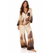 Ranch Life - Silky PJ Set - Brown - The Laundry Room